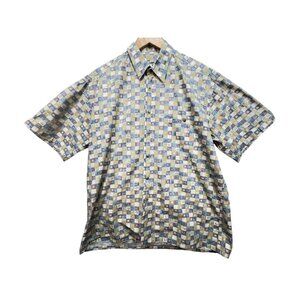 Vintage Via Veneto Mens Button Up Shirt Size L  Multicolor Geo Retro Streetwear
